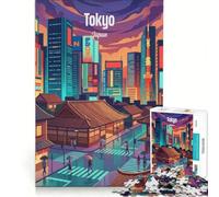 1000 Piece Jigsaws for Adults Tokyo Skyline at Sunset, Brain Teaser Game, Challenging To Complete, Enhance Love between Couples 38x52cm