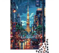 1000 Piece Jigsaws for Adults Tokyo Tower Neon Night Puzzles for Adults Relax Games Difficult Challenge Birthday Present, Gifts, 70x50cm/1000pcs