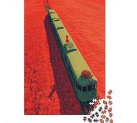 1000 Piece Jigsaws for Adults Train in Red Field-1 Puzzle for Adults Brain Teaser Game Precision Cutting Challenging To Complete 38x26cm/1000pcs