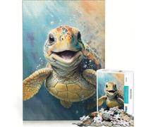 1000 Piece Jigsaws for Adults Turtle Watercolor Sketch, Brain Teaser Game, Challenging To Complete, Enhance Love between Couples 38x52cm