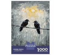 1000 Piece Jigsaws for Adults Two Ravens on A Wire Painting Puzzle for Adults Brain Teaser Game Precision Cutting Challenging To Complete 70x50cm/1000pcs