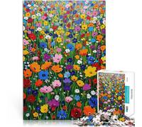 1000 Piece Jigsaws for Adults Vibrant Wildflower Field Oil Painting Brain Teaser For Fun at Home Activities, Birthday Present,Travel Gifts, 26x38cm