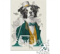 1000 Piece Jigsaws for Adults Vintage Dog Fashion Illustration Puzzle for Adults Brain Teaser Game Precision Cutting Challenging To Complete 70x50cm/1000pcs
