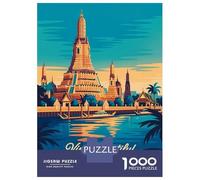 1000 Piece Jigsaws for Adults Visit Beautiful Thailand Travel Jigsaw for Adults Toy Wall Decor Presents for Women Challenging To Complete 52x38cm/1000pcs