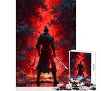 1000 Piece Jigsaws for Adults Warrior in Red Forest Toy Wall Decor Art Work Gift for Educational Game Artists' Collection, Fine Arts Size 38x26cm