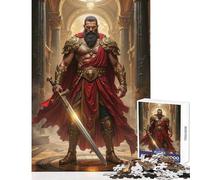 1000 Piece Jigsaws for Adults Warrior with Sword in Golden Armor Toy Wall Decor Art Work Gift for Educational Game Artists' Collection, Fine Arts Size 38x52cm