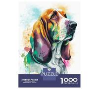 1000 Piece Jigsaws for Adults Watercolor Basset Hound Jigsaws for Adults Brain Teaser Game Analysis And Logic Great Gift for Gaming 70x50cm/1000pcs