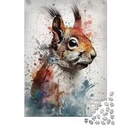 1000 Piece Jigsaws for Adults Watercolor Squirrel Art Print-1 Puzzle for Adults Brain Teaser Game Precision Cutting Challenging To Complete 52x38cm/1000pcs