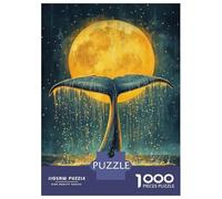 1000 Piece Jigsaws for Adults Whale Tail Under Moon Adult Jigsaw Puzzle Fun Games But Fun And Humorous Challenging To Complete 38x26cm/1000pcs