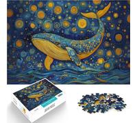 1000 Piece Jigsaws for Adults Whale Under Starry Ocean Made of cardboard Suitable for ages 14 and up Relaxing games Improving love between couples。size:38x52cm/14.96x20.47inch