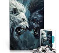 1000 Piece Jigsaws for Adults white and black lion fight Staycation: Zeit totschlagen Gutes Geschenk38x26cm