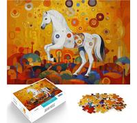 1000 Piece Jigsaws for Adults White Carousel Horse Stressabbau Staycation Zeit totschlagen Heimdekoration52x38cm