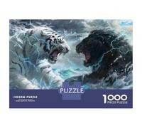 1000 Piece Jigsaws for Adults White Tiger Vs Black Panther Epic Battle Jigsaw for Adults Relaxing Games But Fun And Humorous Great Gift for Gaming 52x38cm/1000pcs