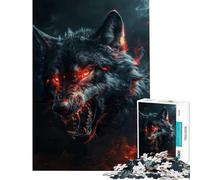1000 Piece Jigsaws for Adults Wild Evil Black Wolf for Educational Game Challenge Toy for Educational Game Stress Reliever Gifts For Birthdays (Size 38x52cm)