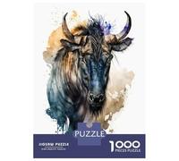 1000 Piece Jigsaws for Adults Wildebeest in Watercolor Jigsaw for Adults Toy Wall Decor Presents for Women Challenging To Complete 52x38cm/1000pcs
