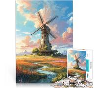 1000 Piece Jigsaws for Adults Windmill in a flower field Spiele Spielzeug Geschenk einzigartiges Herausforderungsspiel52x38cm