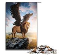 1000 Piece Jigsaws for Adults Winged Lion Puzzle Challenging Game A Work of Art Suitable for And Teenager 14 And Up 75x50cm