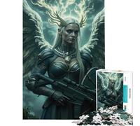 1000 Piece Jigsaws for Adults Winged Warrior with Rifle And Shield Challenging To Complete Staycation Kill Time Practical Game for Ages 14 And over (50x75cm)