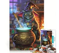1000 Piece Jigsaws for Adults Witch Cat Cauldron Educational Game Decompressing Intellectual Great Gift for Gaming 38x26cm