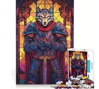 1000 Piece Jigsaws for Adults Wolf Knight Stained Glass Educational Game Decompressing Intellectual Great Gift for Gaming 38x26cm