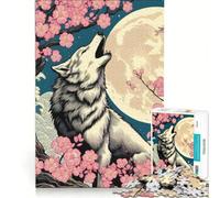 1000 Piece Jigsaws for Adults Wolf Moon Cherry Blossoms Educational Game Decompressing Intellectual Great Gift for Gaming 38x26cm