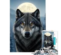 1000 Piece Jigsaws for Adults Wolf Portrait Under Moonlight Challenging To Complete Staycation Kill Time Practical Game for Ages 14 And over (38x52cm)