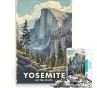 1000 Piece Jigsaws for Adults Yosemite Poster, Brain Teaser Game, Challenging To Complete, Enhance Love between Couples 38x26cm