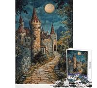 1000 Piece Jigsaws for Teenagers A Castle in Night Educational Games Birthday Present Toy Wall Decor Birthday Present, Gifts, (38x52cm)
