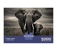 1000 Piece Jigsaws for Teenagers African Elephant Family Puzzle for Adults Hands-on Game Difficult Challenge Educational Challenge 70x50cm/1000pcs
