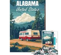 1000 Piece Jigsaws for Teenagers Alabama Travel Poster Jigsaw for Teenagers Hand Speed Race Difficult And Challenge Challenging Game Toys (Size 38x26cm)