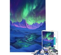 1000 Piece Jigsaws for Teenagers Aurora Borealis Over Snowed Mountains Help The Brain Exercise For Family Fun Educational Game for Age 14+ Game (50X75CM)