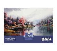1000 Piece Jigsaws for Teenagers Autumn Cabin by The Lake-1 Puzzle for Adults Hands-on Game Difficult Challenge Educational Challenge 38x26cm/1000pcs