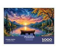 1000 Piece Jigsaws for Teenagers Autumn Lake Sunset Landscape Puzzle for Adults Hands-on Game Difficult Challenge Educational Challenge 70x50cm/1000pcs