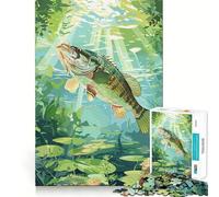1000 Piece Jigsaws for Teenagers Bass in Underwater Scene Exact Fit Game Thinking Skill Game Calm Fun Time Birthday Fun Play (50x75cm)