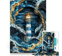 1000 Piece Jigsaws for Teenagers Beacon in The Storm Kintsugi Art Exact Fit Game Thinking Skill Game Calm Fun Time Birthday Fun Play (38x26cm)