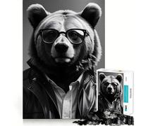 1000 Piece Jigsaws for Teenagers Bear Cool Animals Exact Fit Game Thinking Skill Game Calm Fun Time Birthday Fun Play (38x52cm)