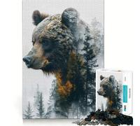 1000 Piece Jigsaws for Teenagers Bear Portrait Exact Fit Game Thinking Skill Game Calm Fun Time Birthday Fun Play (50x75cm)