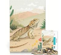 1000 Piece Jigsaws for Teenagers Bearded Dragon in Desert Exact Fit Game Thinking Skill Game Calm Fun Time Birthday Fun Play (50x75cm)