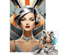 1000 Piece Jigsaws for Teenagers Beautiful ArtDeco Portrait Brain Teaser Game Challenging Game Toys Great Gifts And Toys Home Decoration (Size 38x26cm)