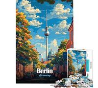 1000 Piece Jigsaws for Teenagers Berlin, Germany Cityscape Illustration for Educational Game Challenge Toy Relaxing Games Stress Reliever Art Work Gifts (size 50x75cm)