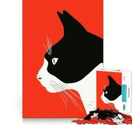 1000 Piece Jigsaws for Teenagers Black And White Cat Profile Exact Fit Game Thinking Skill Game Calm Fun Time Birthday Fun Play (38x26cm)