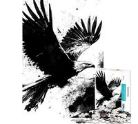 1000 Piece Jigsaws for Teenagers Black And White Eagle in Flight Difficult And Challenge Perfect Decoration Educational Games for Ages 14 And over (38x52cm)