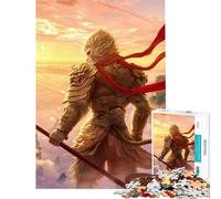 1000 Piece Jigsaws for Teenagers Black Myth Wukong Sunset Brain Intelligence Challenge Addictive Toys Educational Games Difficult Hard Great Gifts (Size 38x26cm)