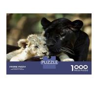 1000 Piece Jigsaws for Teenagers Black Panther Cub with Mom Puzzle for Adults Hands-on Game Difficult Challenge Educational Challenge 52x38cm/1000pcs