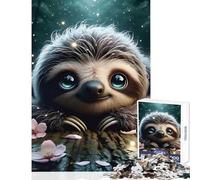 1000 Piece Jigsaws for Teenagers Blissful Smiling Sloth Educational Toy Gift Birthday Brain Teaser Game Artists' Collection, Fine Arts Size 50x75cm