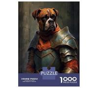 1000 Piece Jigsaws for Teenagers Boxer Dog Knight in Armor Adult Jigsaw Hands-on Game Difficult Challenge Gifts for Friends And Family 52x38cm/1000pcs