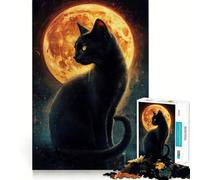 1000 Piece Jigsaws for Teenagers Cat by The Moonlight Tight Fit Play Focus Fun Game Leisure Fun Time Christmas Wall Art (38x26cm)