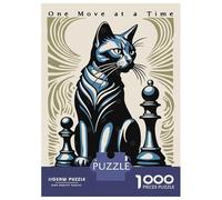 1000 Piece Jigsaws for Teenagers Cat Chess Poster Adult Jigsaw Hands-on Game Difficult Challenge Gifts for Friends And Family 52x38cm/1000pcs
