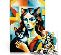 1000 Piece Jigsaws for teenagers Catwoman with cat portrait Hands-on-Spiel Jedes Stück ist einzigartig Anspruchsvolles Familienspiel38x26cm