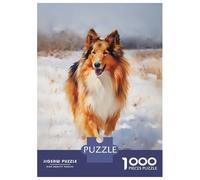 1000 Piece Jigsaws for Teenagers Collie Winter Portrait Adult Jigsaw Hands-on Game Difficult Challenge Gifts for Friends And Family 38x26cm/1000pcs